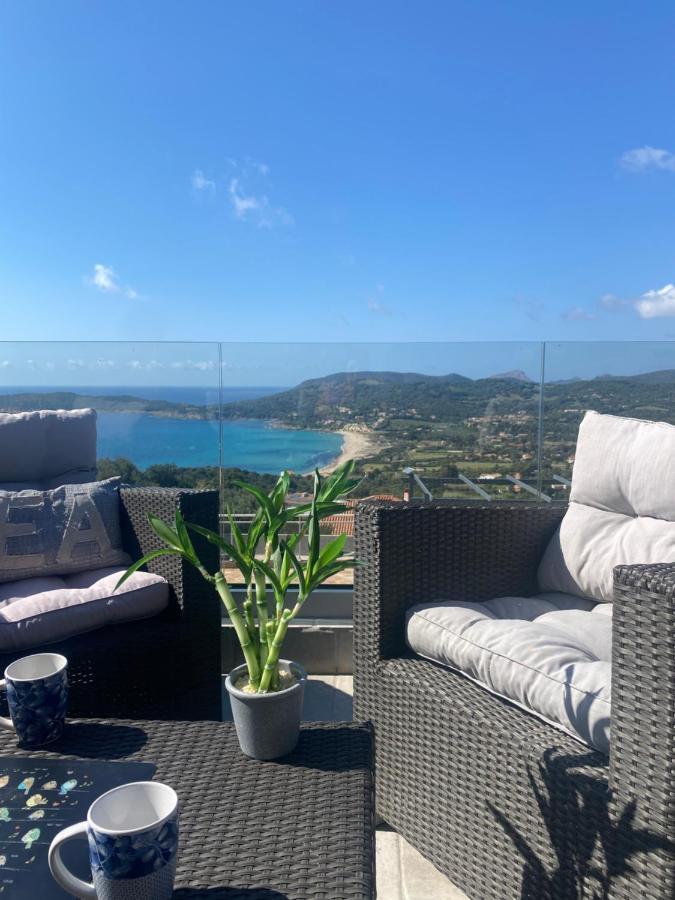 Haut De Villa - Vue Mer Avec Coucher De Soleil Cargèse Exteriör bild
